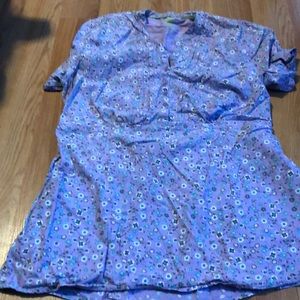 Purple flowered scrub top
